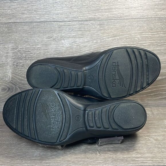 Dansko Aimee Napa Black Leather Women’s Sz 7.5-8/EU 38 Alt Closure Wedge Clogs - Picture 8 of 11